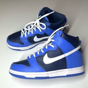 Nike Dunk Kids Obsidian Blue and White High-Top Sneakers Size- 6Y